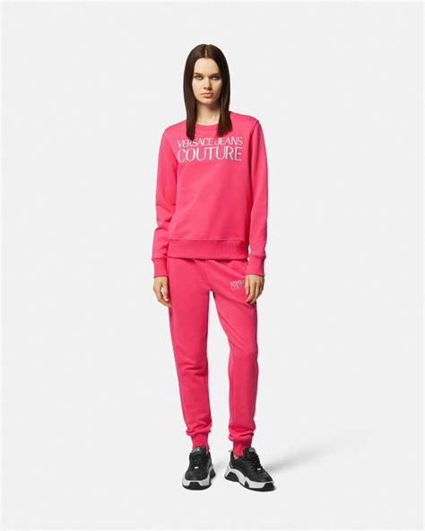 women's versace textured logo sweatpants|Versace jumpsuit men's.